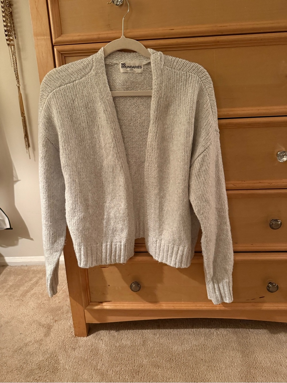 No Boundaries Heather Gray Open Front Cardigan